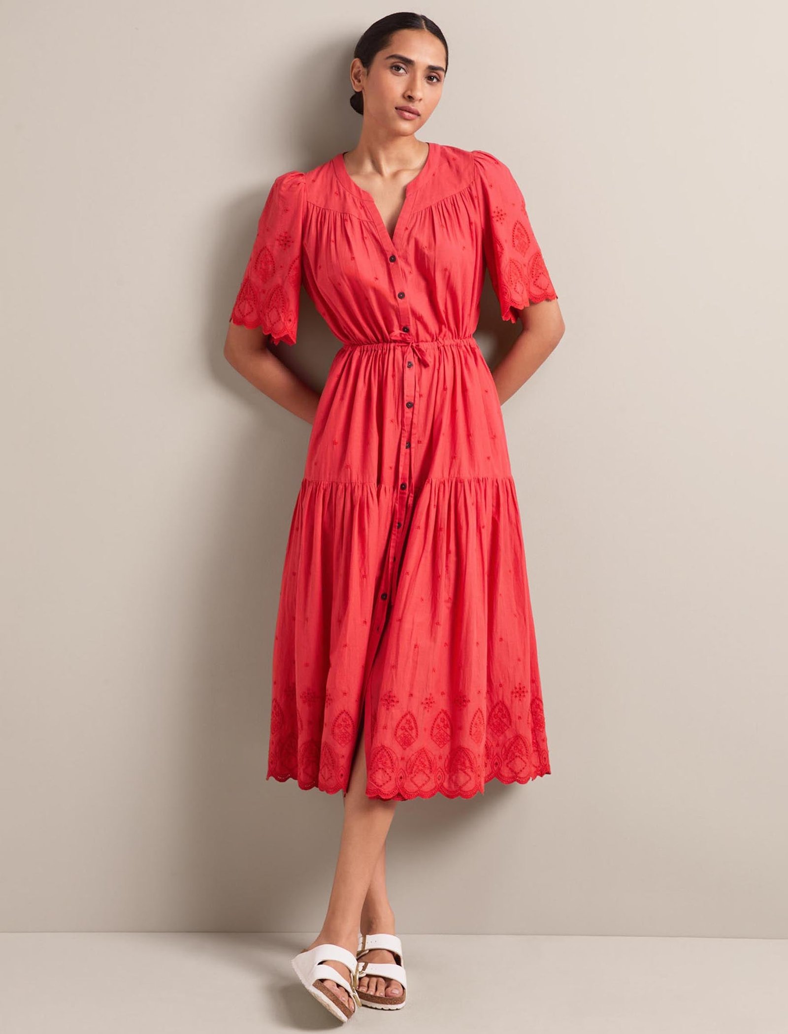 Nicole Organic Cotton Maxi Dress - Coral - Image 9